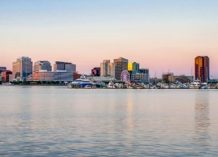 The downtown Norfolk waterfront