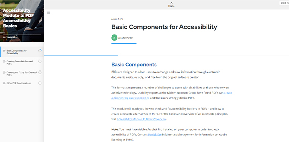 Screenshot of the Rise PDF Module