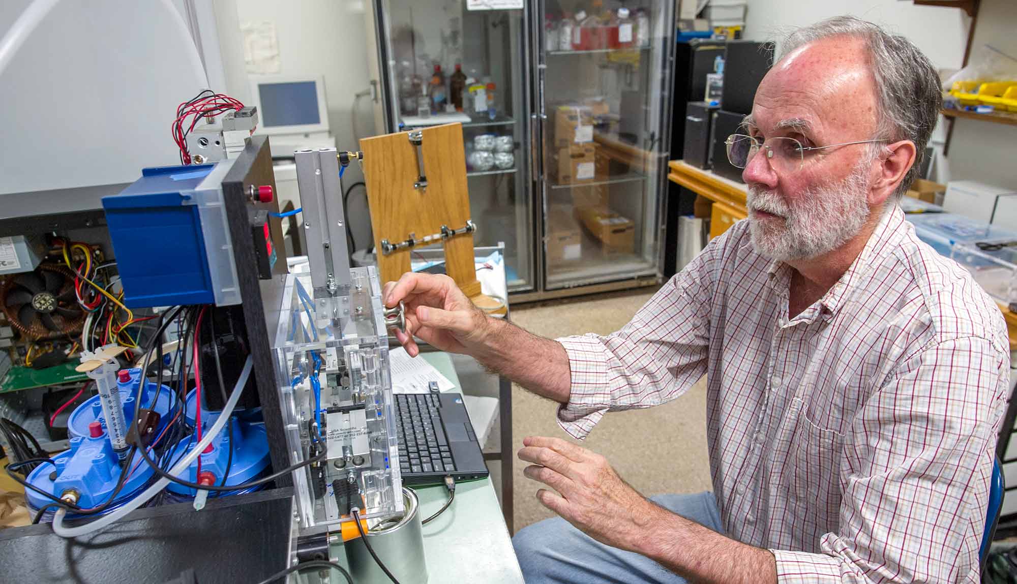 Dr. Howard White in the lab.